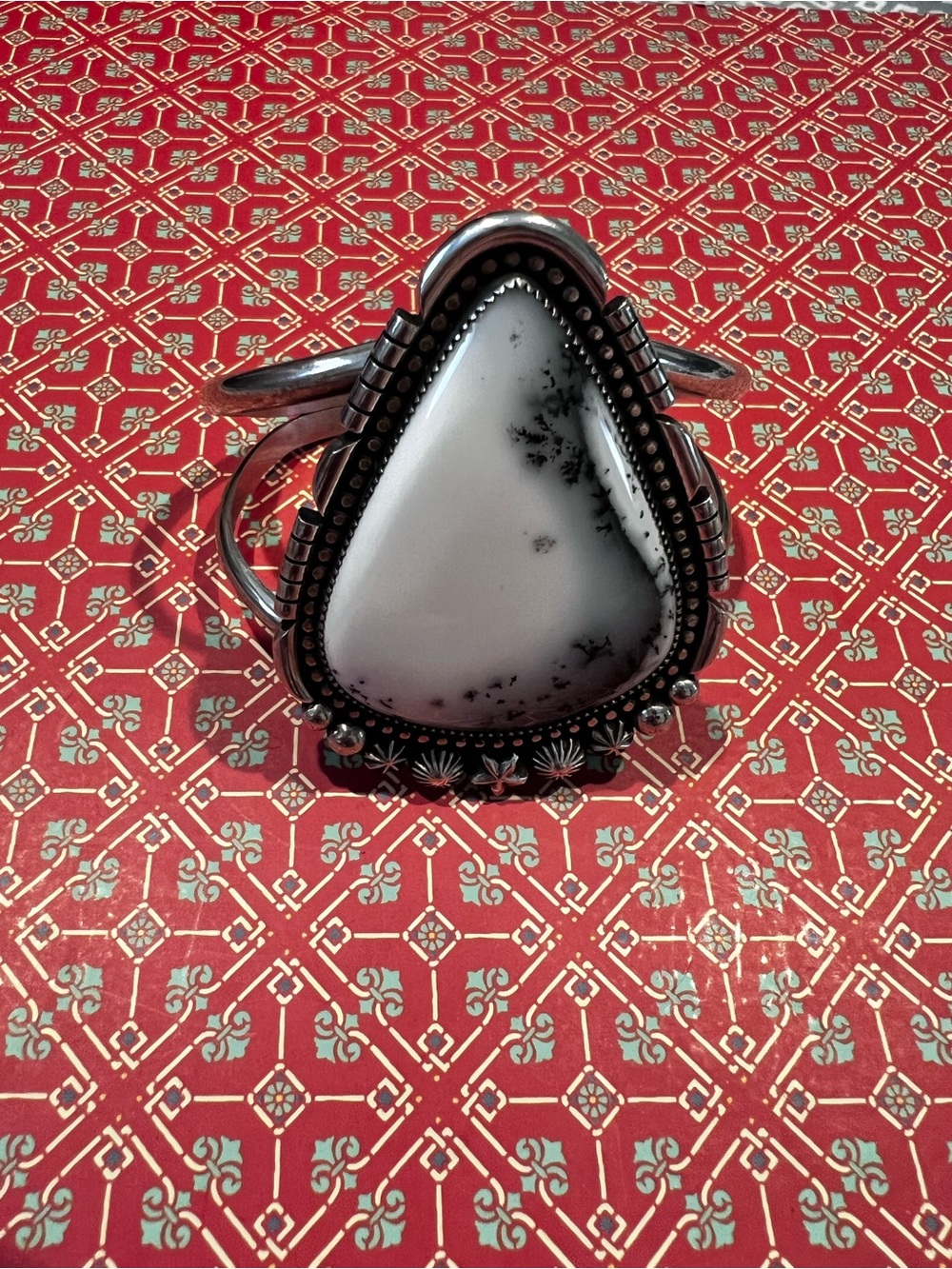 Montana agate Black-and-White Triangle Cuff Bracelet